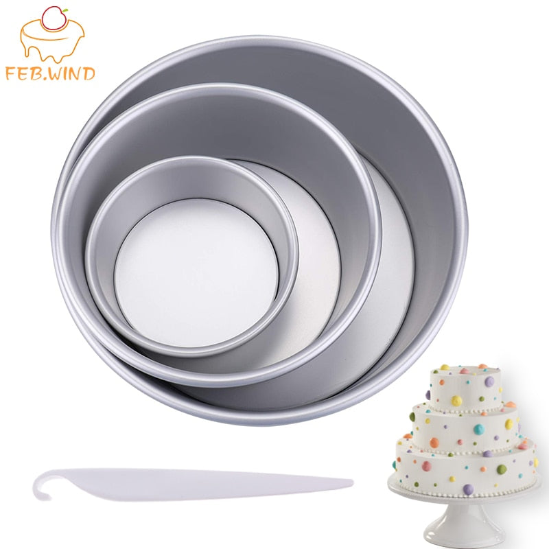 4/6/8 Inch Round Cake Pan Set With Removable Bottom Aluminum Alloy Chiffon Cake Mold/Mould Set 3 Tier Round Cakes Tins C019