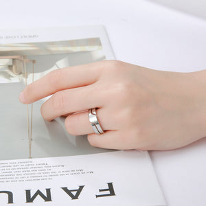Skyrim Fashion Simple Stainless Steel Couple Ring for Women Men Casual Finger Rings Jewelry Engagement Anniversary Gift 2021 New