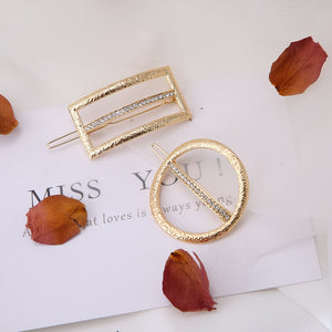 Fashion Woman Hair Accessories Triangle Hair Clip Pin Metal Geometric Alloy Hairband Moon Circle Hairgrip Barrette Girls Holder