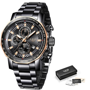Relogio Masculino LIGE New Sport Chronograph Mens Watches Top Brand Luxury Full Steel Quartz Clock Waterproof Big Dial Watch Men