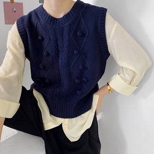 GOPLUS Sweater Women Vintage Sleeveless Ladies Tops O-Neck Sweater Vest Dames Pull Kobieta Swetry Femme Chandails Vrouw Truien