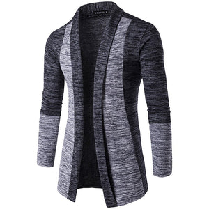Retro Men Patchwork Long Sleeve Slim-Fit Knitted Sweater Cardigan Coat Outwear Jacket Loose Casual Windbreaker Coat Windbreaker