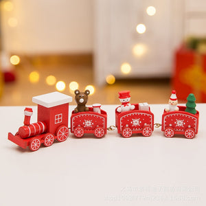 Wooden Christmas Train Ornament Christmas Decoration For Home Santa Claus Gift Toys Crafts Table Deco Navidad Xmas 2021 New Year