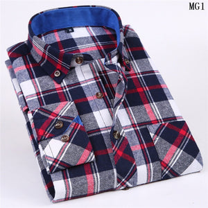 Men Flannel Plaid Shirt 100% Cotton 2020 Spring Autumn Casual Long Sleeve Shirt Soft Comfort Slim Fit Styles Brand Man Plus Size