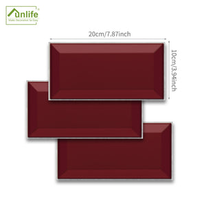 Funlife® 20X10cm Ruby Red Wall Sticker Self-Adhesive Eco-Friendly PVC Tile Stickers for Bathroom Kitchen Backsplash Home Wall