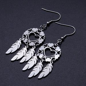 Vni and Mia 100% Stainless Steel Boho Lotus Dream Catcher Earring For Women Wholesale Fashion Bohemia Jewelry Dropshipping