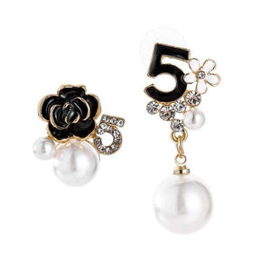 Fashion Full Rhinestone Letter Earrings Flower Pearl Party Earring For Woman Gift