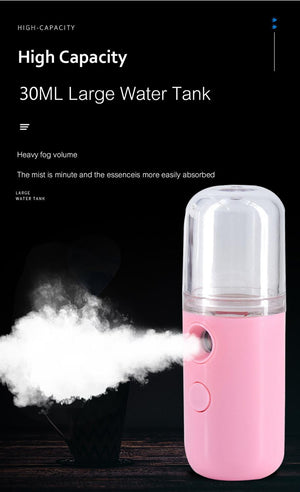 30ML Mini Nano Facial Sprayer USB Nebulizer Face Steamer Humidifier Hydrating Anti-aging Wrinkle Women Beauty Skin Care Tools