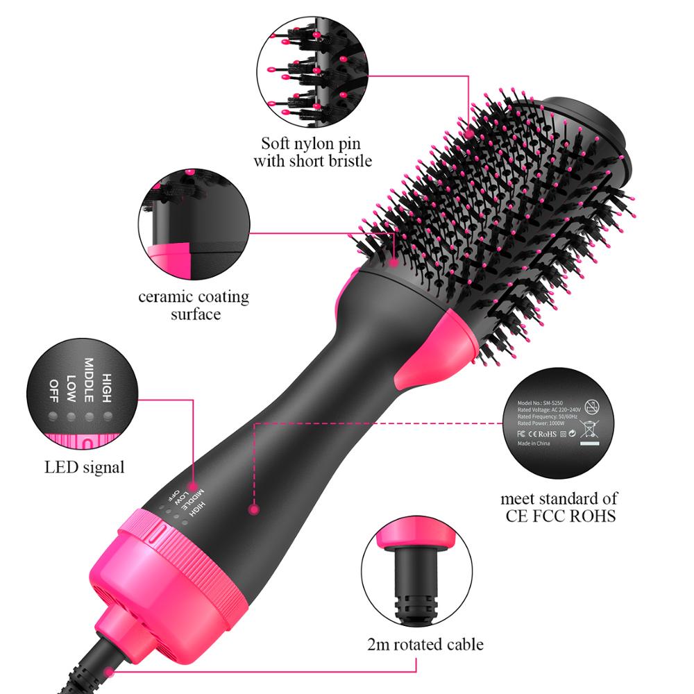 Dropshipping 2 IN 1 One Step Hair Dryer Hot Air Brush Hair Straightener Curler Comb Roller Electric Ion Blow Dryer Brush