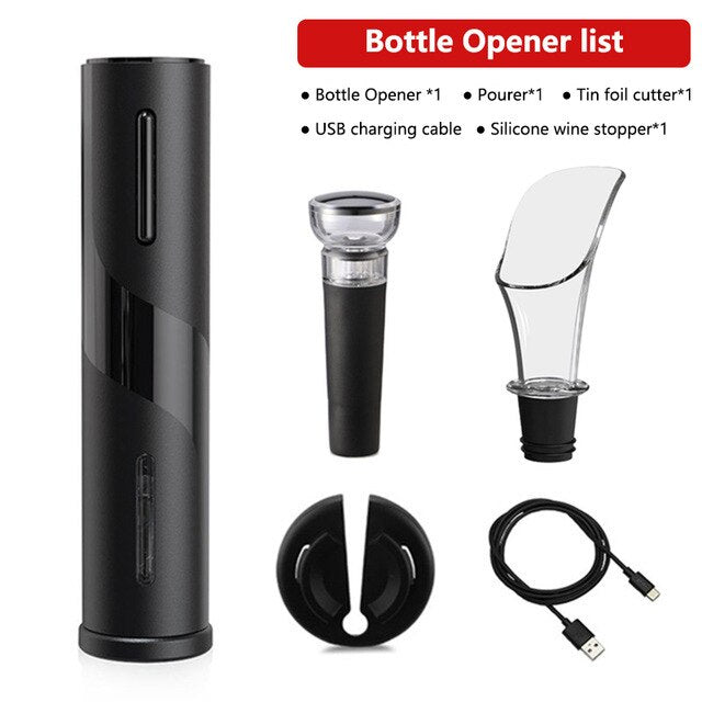 Electric Wine Bottle Opener, Rechargeable Automatic Corkscrew Gift Set, Powered Cork Remover Kit,Kitchen Tool Can Opener