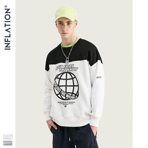 INFLATION 2020 FW Men Sweatshirt Fashion Hip Hop Male Sweatshirt With Earth Print Oversized Thick Fleece Couple Sweatshirt 9639W