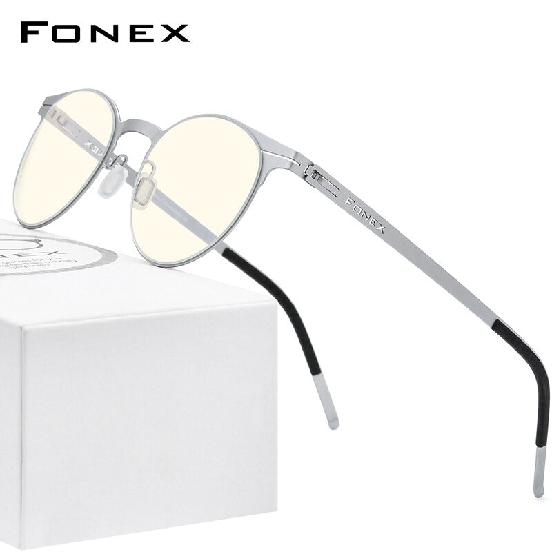 FONEX Anti Blue Light Blocking Glasses Women 2020 New Round UV Rays Filter Computer Gaming Screwless Eyeglasses Eyewear FAB014