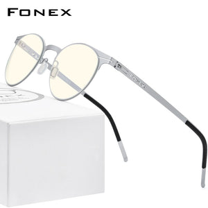 FONEX Anti Blue Light Blocking Glasses Women 2020 New Round UV Rays Filter Computer Gaming Screwless Eyeglasses Eyewear FAB014