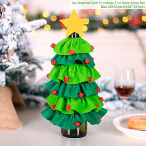 Christmas Wine Bottle Cover Merry Christmas Decor For Home 2020 Natal Noel Christmas Table Decor Xmas Gift Happy New Year 2021