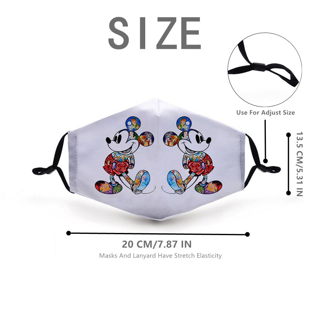 Disney Mickey Mouse Mask Children Adult Face Mouth Mask Washable Dust Mask Pm 2.5 Filter Mask Cartoon Cotton Mask