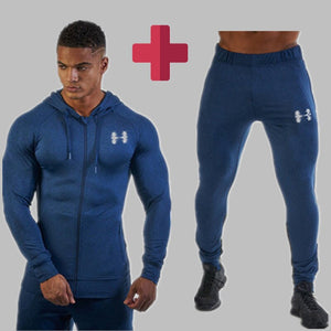 gyms men Spring Set Men's Fashion Sportswear Tracksuits Sets Men's Bodybuilding Hoodies+Pants casual fitness Outwear Suits men