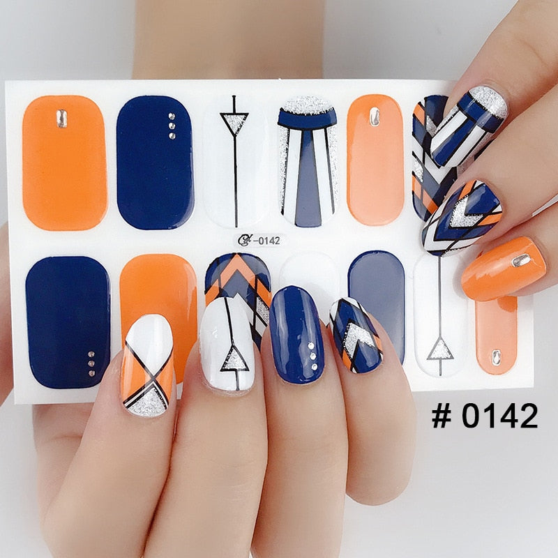 Fashion 31 Designs 3D Full Cover Nail Sticker Waterproof Self-adhesive Nail Art Manicure DIY Decoration Glitter Nail Wraps 2019