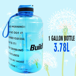 QuiFit 3.78L 2.2L 1.3L 128oz Gallon Water Bottle with Straw Clear Plastic Drinking Bottles GYM Tool Jug BPA Free Sports Cup