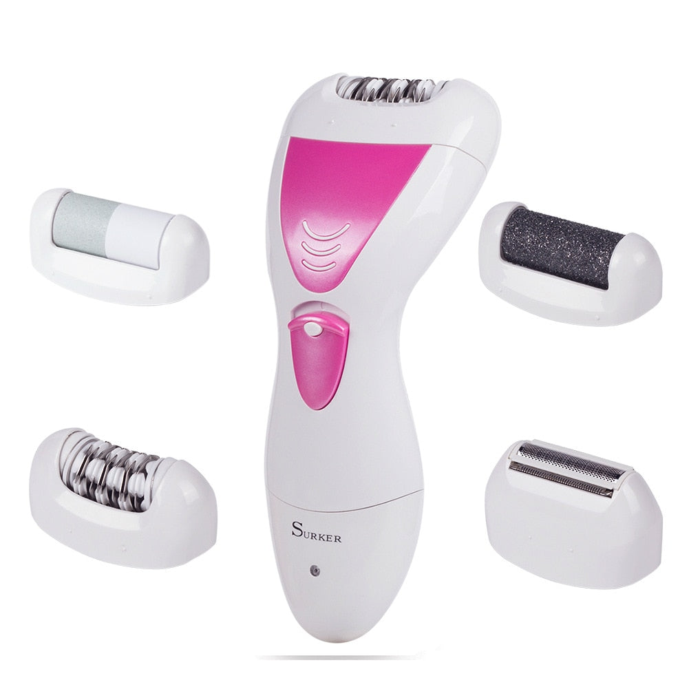 Surker New Products 4-in-1 Rechargeable Foot Grinder Electric WOMEN'S Shaver Multi-functional Epilator Hair Pedicure Device