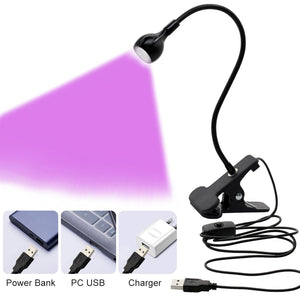 USB Led Desk Light Mini Clip-On Flexible Bright Led UV Lamp Adjustable Glue Nail Dryer Cash Medical Product Detector with Switch