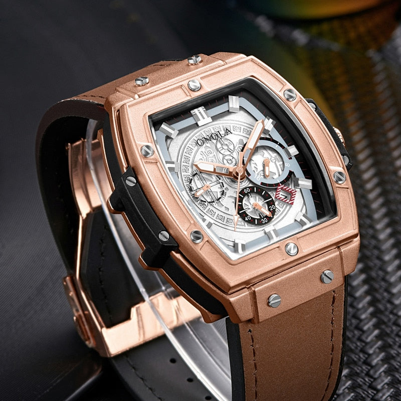 Montre de Sport de luxe pour hommes ONOLA mode quartz horloge grand visage montre-bracelet montres décontractées hommes relogio masculino