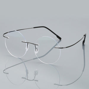 Anti-Blue Rimless Reading Glasses Men Women Round Frameless Magnifying Eyeglasses Prescription Myopia Presbyopia Glass+1.50+2.00