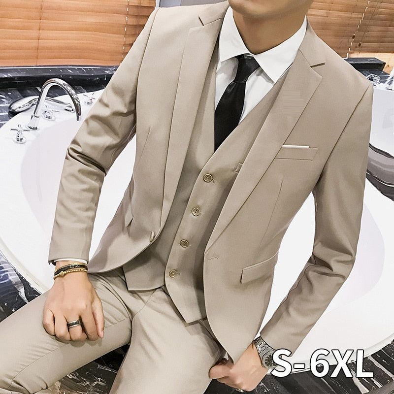 Latest Coat Pant Designs Beige Men Suit Prom Tuxedo Slim Fit 3 Piece Groom Wedding Suits For Men Custom Blazer Terno Masuclino