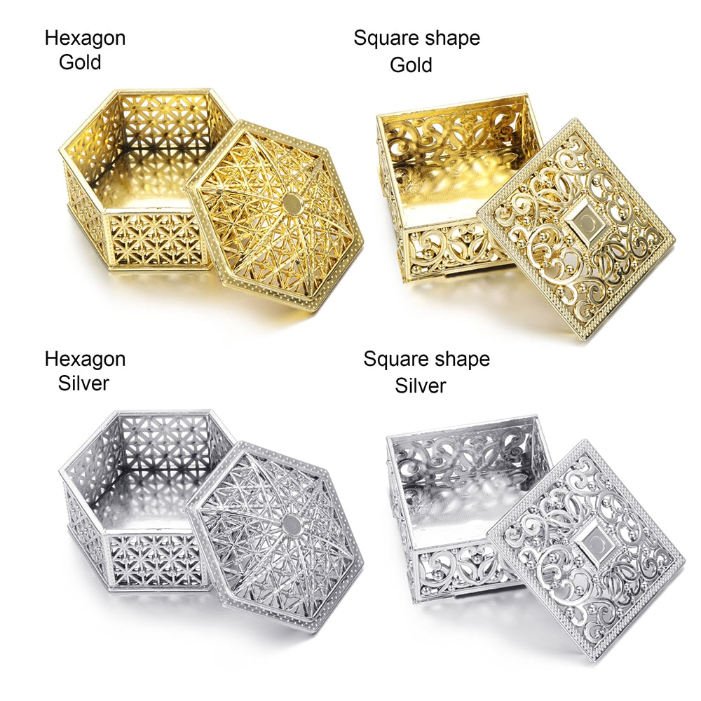 Plastic Hollow Gold Foil Cake Candy Box Wedding