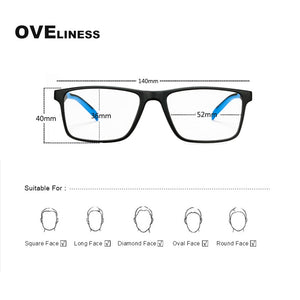 TR90 glasses frame men myopia Prescription computer spectacle frames women Ultra light square eyeglasses frames for men eyewear