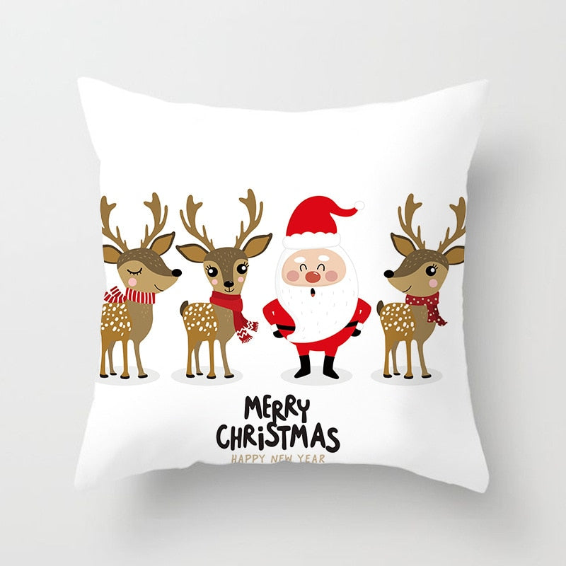 Elk Deer Santa Claus Snowman Christmas Cushion Cover Throw Pillow Xmas New Year Decor Home Decoration Polyester Pillowcase 40543
