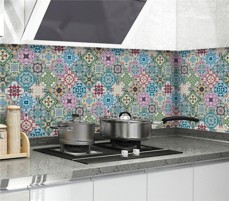 Kitchen Stickers Oil-proof Waterproof Vinyl Self-Adhesive Stove Cabinet Foil Marble Wallpaper DIY Bathroom Wall Sticker Decor