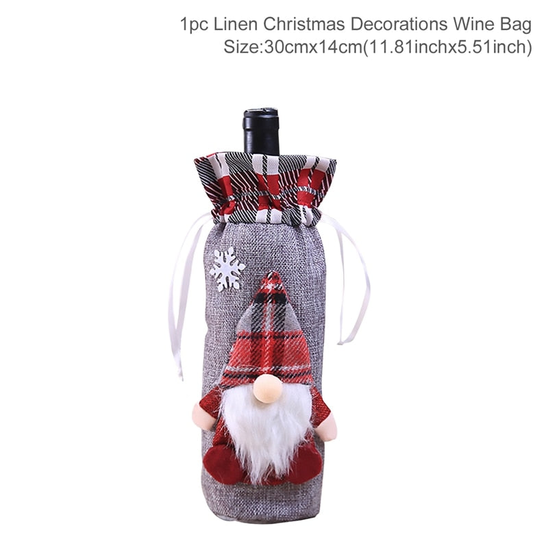Christmas Wine Bottle Cover Merry Christmas Decor For Home 2020 Natal Noel Christmas Table Decor Xmas Gift Happy New Year 2021