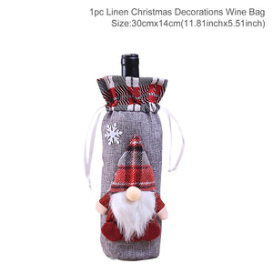 Christmas Wine Bottle Cover Merry Christmas Decor For Home 2020 Natal Noel Christmas Table Decor Xmas Gift Happy New Year 2021