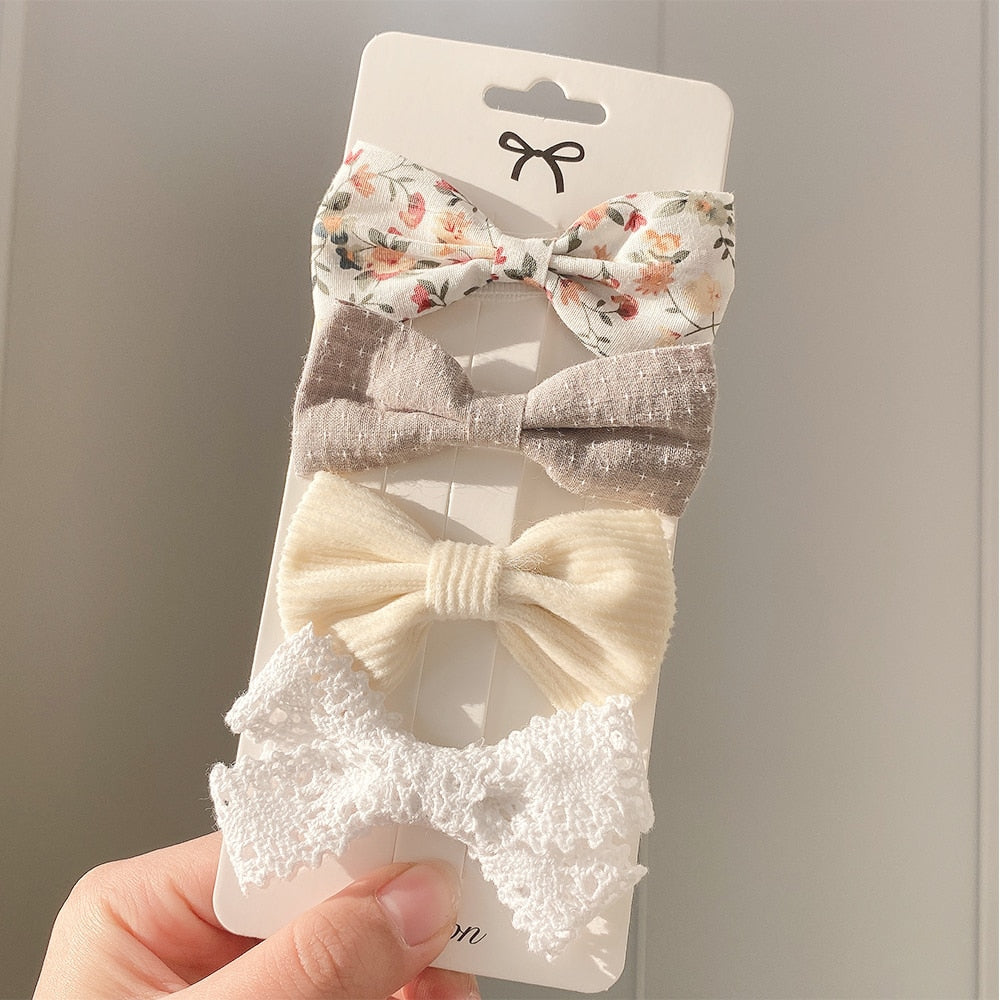 4PCS/SET 2021 New Girls Leopard Hairpins Kids Sweet Hair Clips Barrettes Lovely Hair Bows Children Cute Kids Hair Accessories