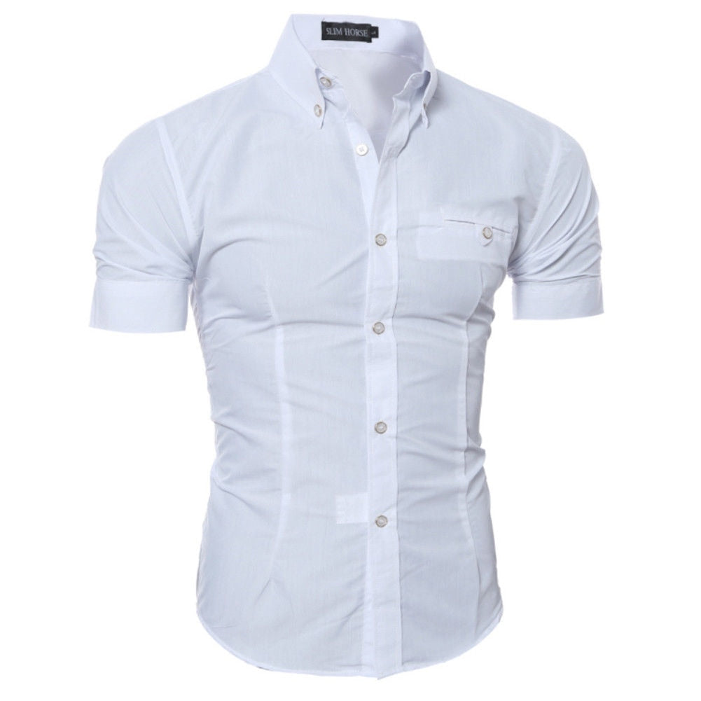 New Fashion Fashion Men's Luxury Short Sleeve Shirt Casual Slim Fit Stylish Shirts Tops Plus Size M-3XL