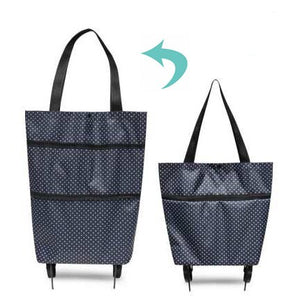 Portable Women Shopping Bag Folding Grocery Shopping Wheel Bag Small Pull Cart Buy Vegetables Food Storage Bag Organizer Tug Bag