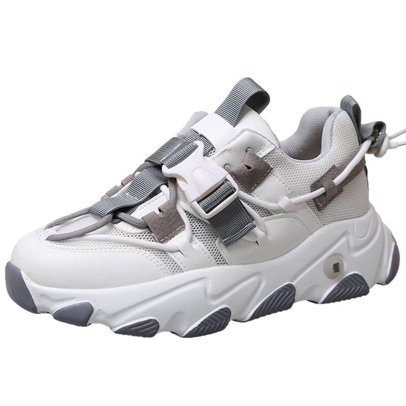 Times New Roman Women's Sneakers 2020 Autumn Fashion Buckle Platform Sneaker Walking Shoes Woman Casual Shoes Plus Size 41 42