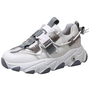 Times New Roman Women's Sneakers 2020 Autumn Fashion Buckle Platform Sneaker Walking Shoes Woman Casual Shoes Plus Size 41 42
