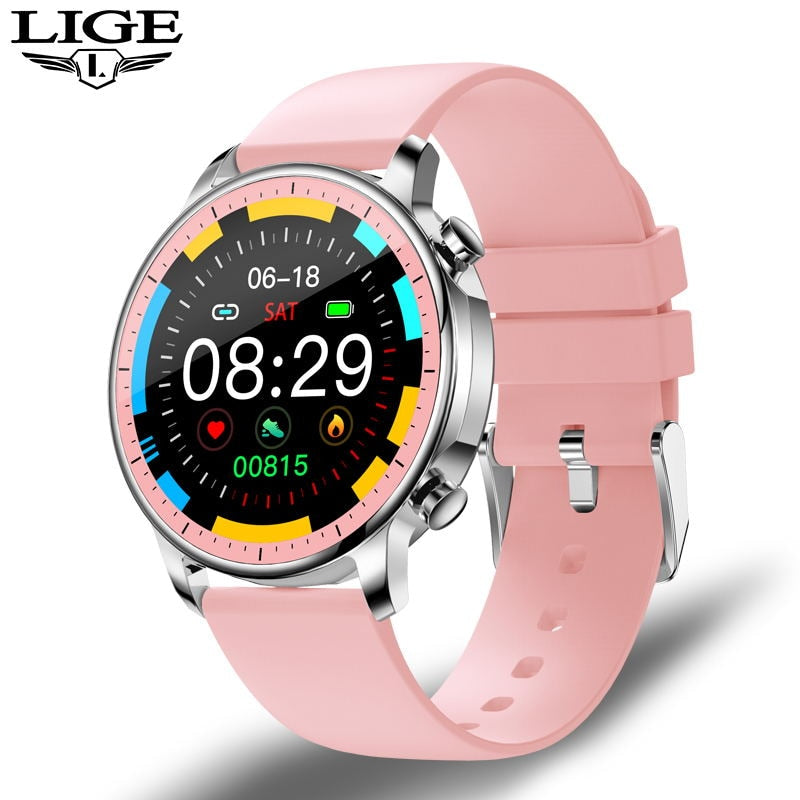 LIGE ladies smart watch ladies full touch fitness tracker Heart Rate Monitor IP67 waterproof Blood oxygen smart man Smartwatch
