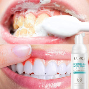 BAIMISS Teeth Whitening Mousse Toothpaste Tooth-Cleaning Fresh Shining Oral Hygiene Removes Plaque Stains Bad Breath Dental Tool