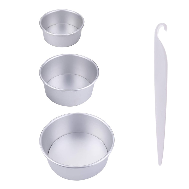 4/6/8 Inch Round Cake Pan Set With Removable Bottom Aluminum Alloy Chiffon Cake Mold/Mould Set 3 Tier Round Cakes Tins C019