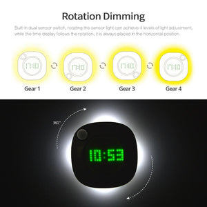 Horloge murale à capteur intelligent avec lumières LED | Horloge de nuit USB/AAA, 2 couleurs, pour la cuisine, les toilettes et la chambre à coucher
