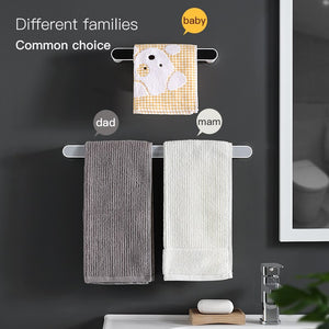 Self-adhesive Towel Holder Rack Wall Mounted Towel Hanger Bathroom Towel Bar Shelf Roll Holder Hanging Hook Bathroom Organizer