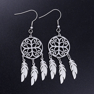 Vni and Mia 100% Stainless Steel Boho Lotus Dream Catcher Earring For Women Wholesale Fashion Bohemia Jewelry Dropshipping