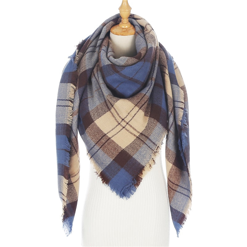 Designer 2020 knitted spring winter women scarf plaid warm cashmere scarves shawls luxury brand neck bandana pashmina lady wrap