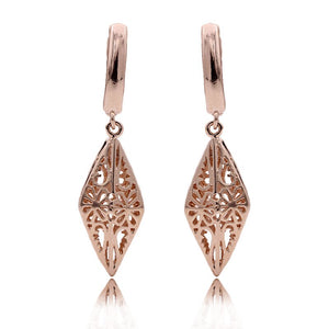 PATAYA New 585 Rose Gold Long Dangle Earrings Women Hollow Earrings Pattern Conical Simple Wedding Party Fine Fashion Jewelry