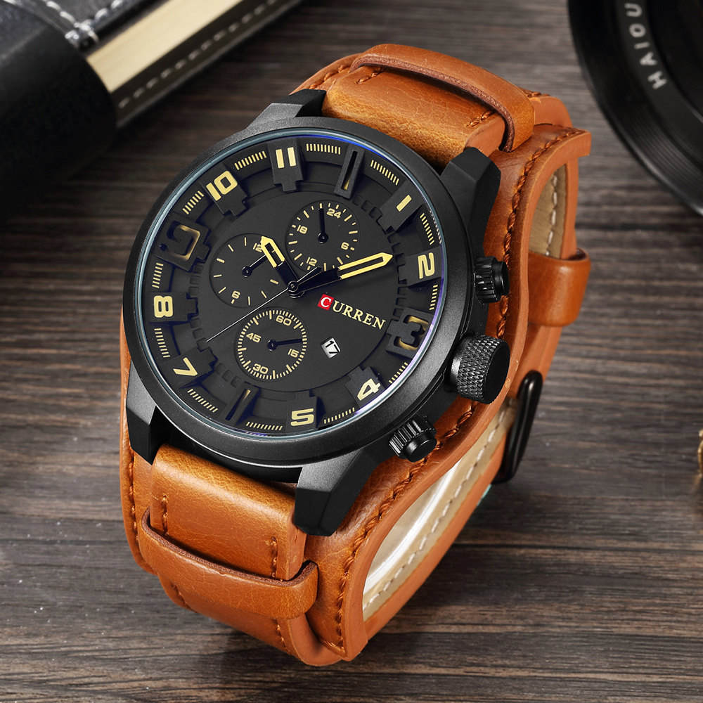 CURREN Top marque de luxe hommes montres hommes horloges Date Sport militaire horloge bracelet en cuir Quartz affaires hommes montre cadeau 8225