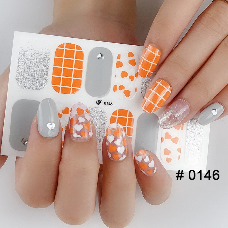 Fashion 31 Designs 3D Full Cover Nail Sticker Waterproof Self-adhesive Nail Art Manicure DIY Decoration Glitter Nail Wraps 2019