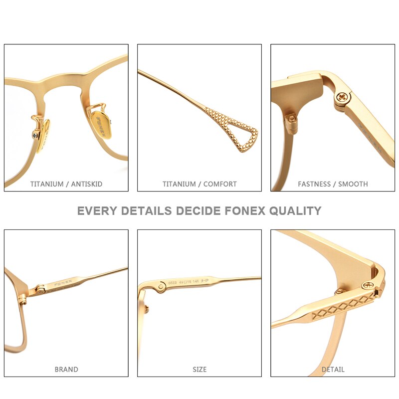 FONEX Pure Titanium Glasses Frame Men 2020 New Prescription Eye Glasses for Men Square Eyeglasses Myopia Optical Eyewear 8523