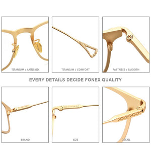 FONEX Pure Titanium Glasses Frame Men 2020 New Prescription Eye Glasses for Men Square Eyeglasses Myopia Optical Eyewear 8523